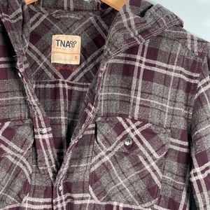 TNA Hooded Boyfriend Fit Flannel sz S